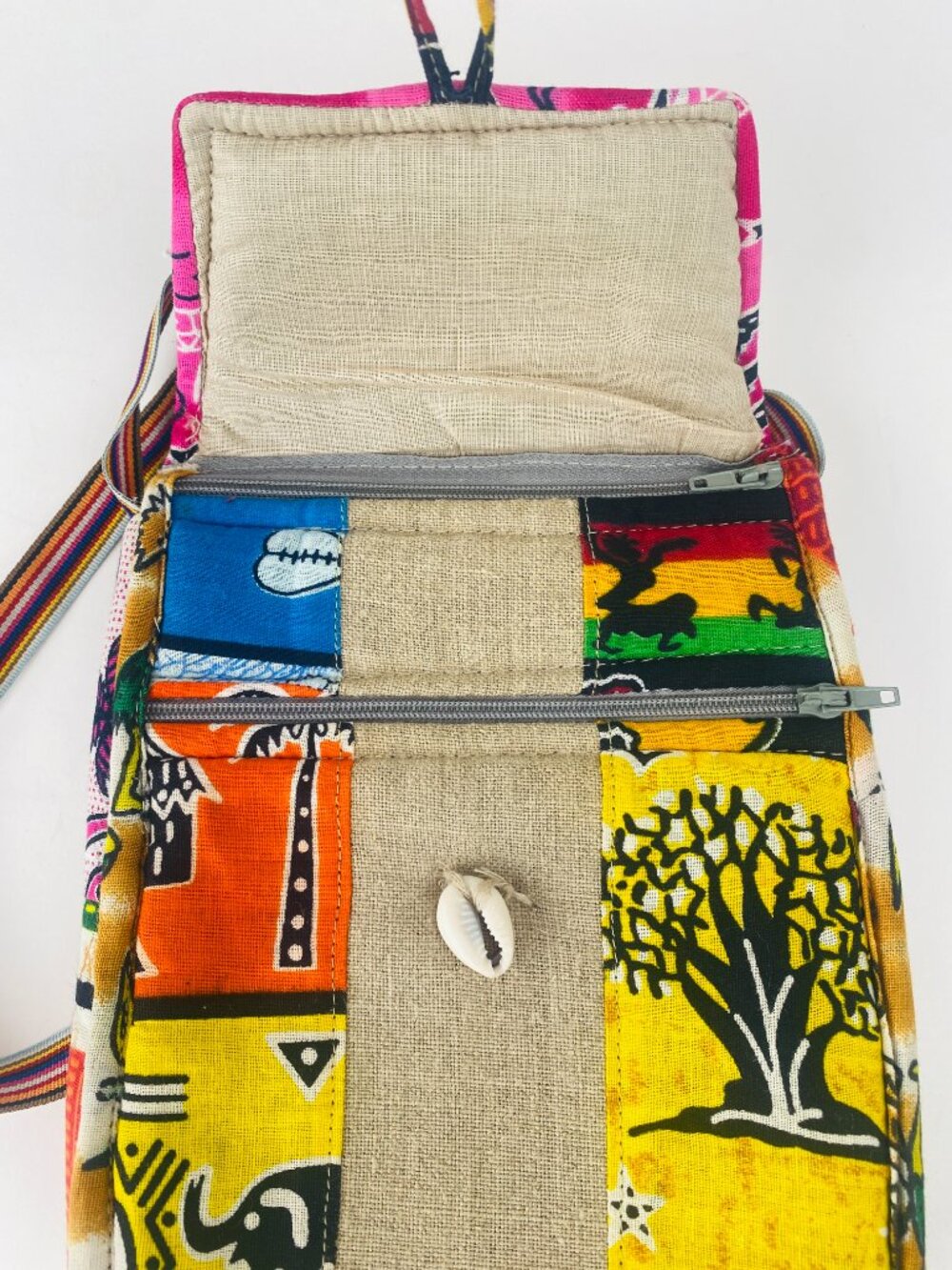 Handmade African Safari Print Patchwork Crossbody - Picture 4 of 11